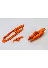 Komplet ślizg+prowadnica łańcucha UFO do KTM SX 125/150/250, SX-F 250/350/450 (11-15), SX 250 (16) pomarańczowy